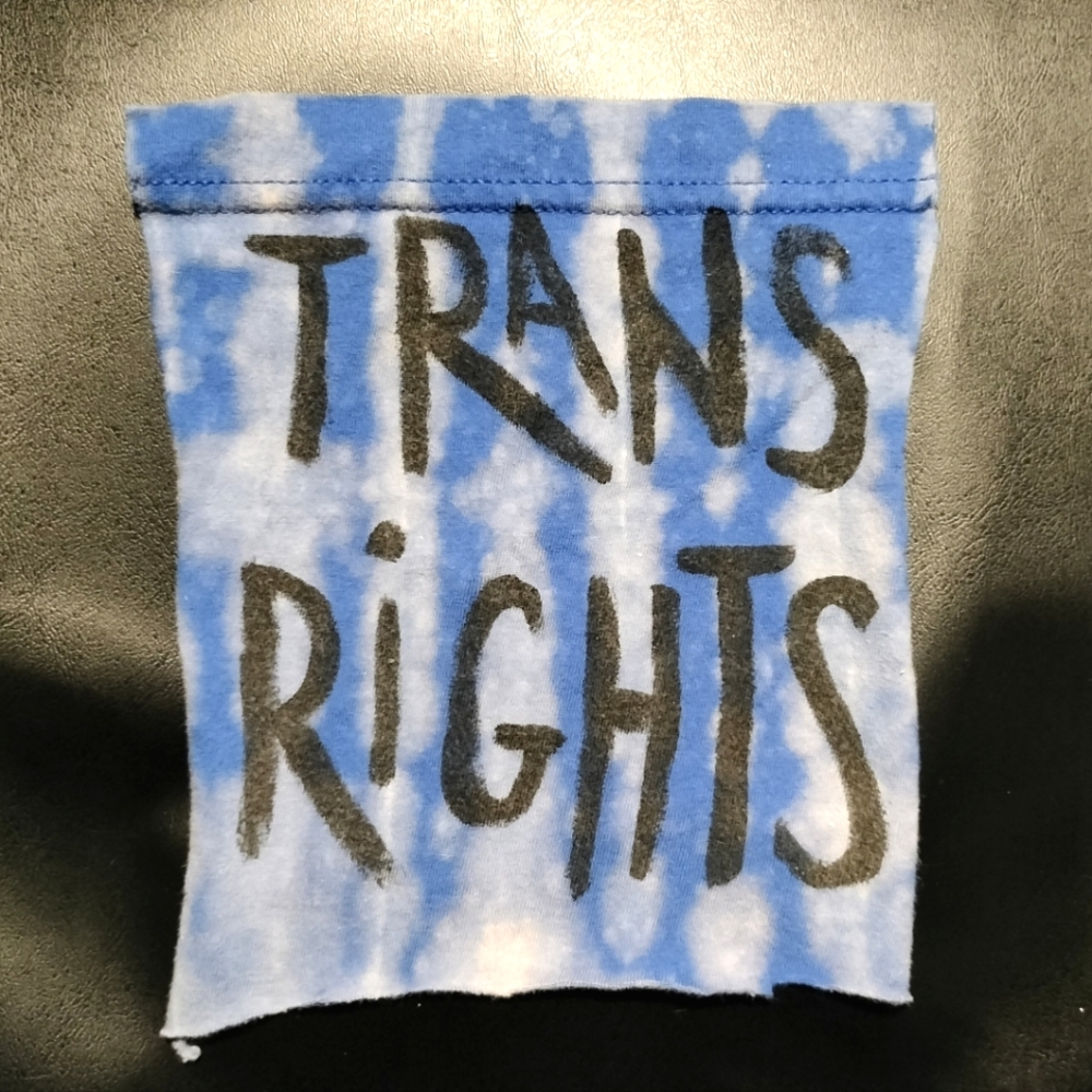 Blue Bleach Dyed Trans Rights Patch